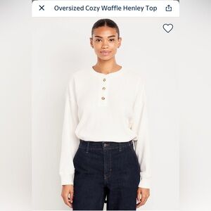 Old Navy Oversized Cozy Waffle Henley Long Sleeve